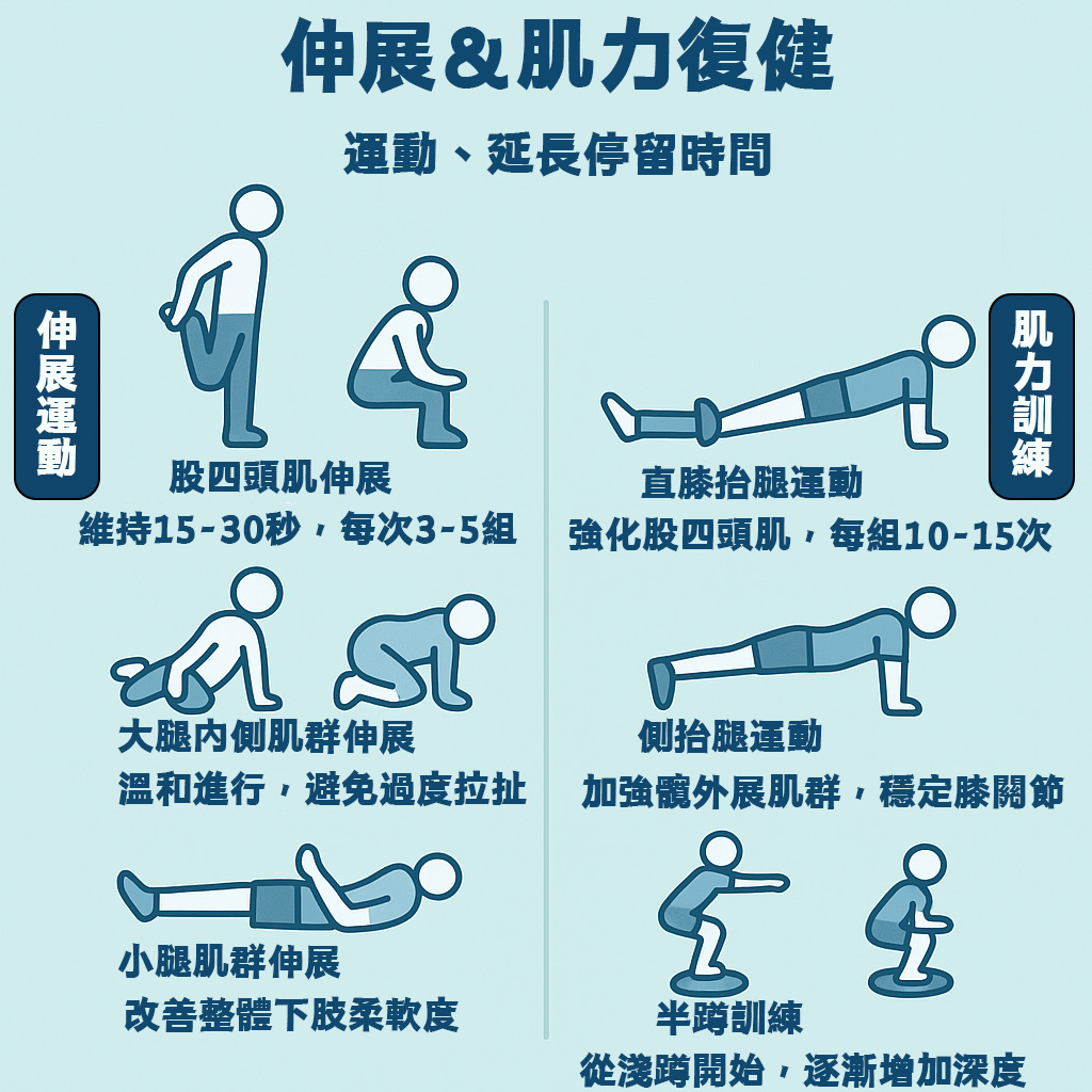 膝蓋痛伸展 肌力復健衛教圖-歐承昌骨科診所
